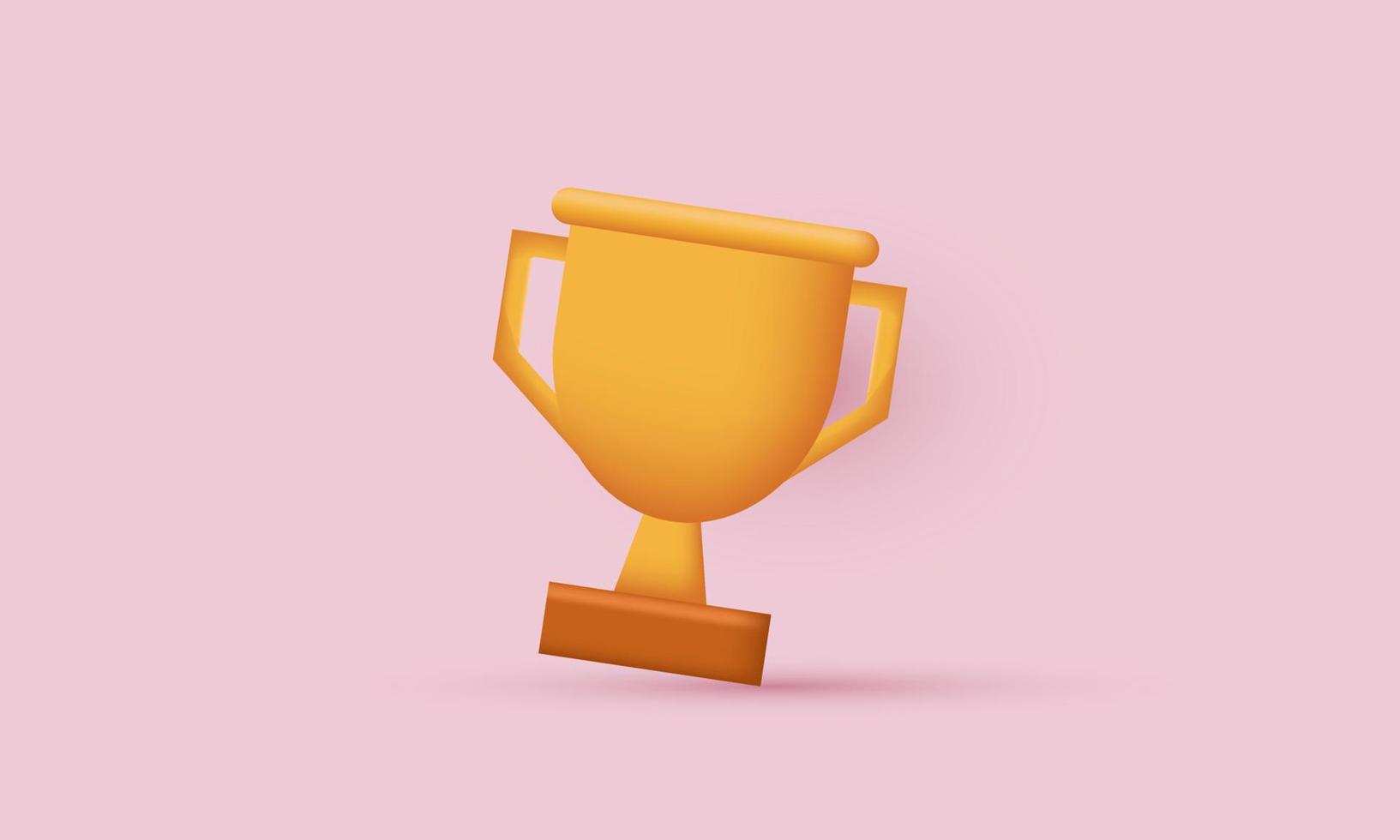 3d trophy cup icon isolated on vector