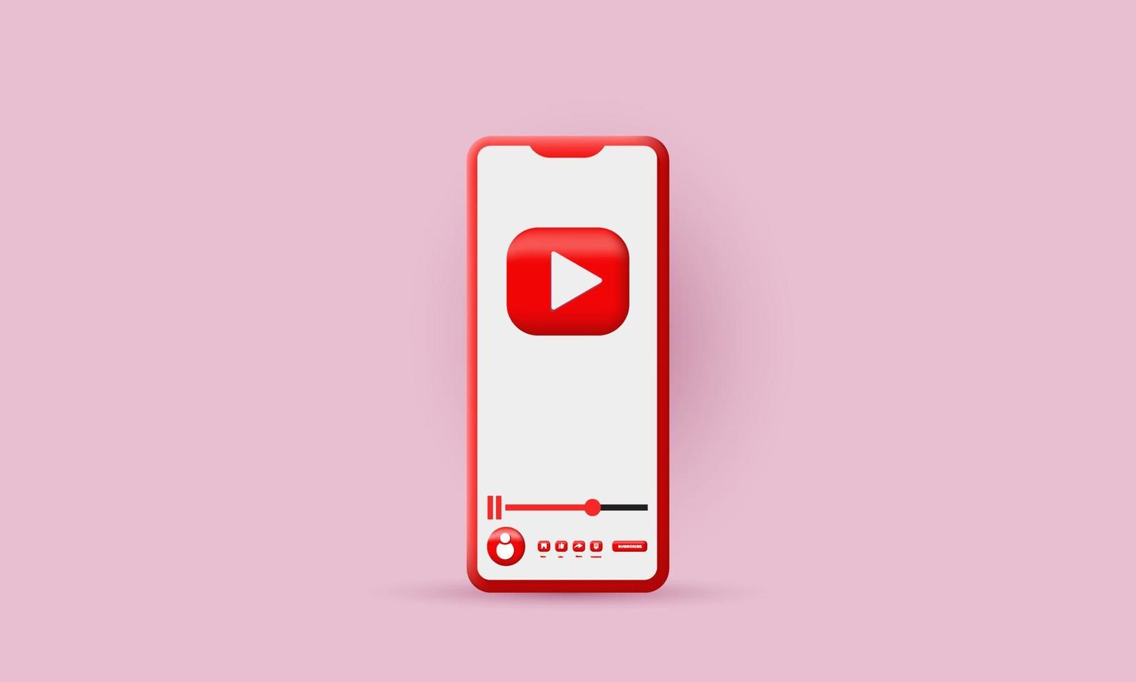 3d mobile modern playing video floating on vector illustration
