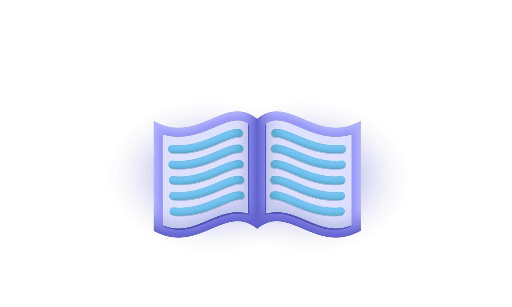 3d style minimal open book isolated on vector illustration