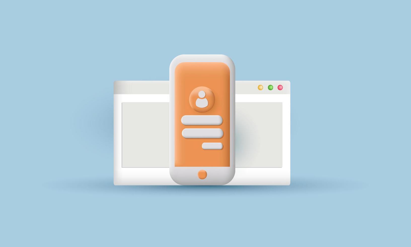 3d computer phone mobile app development vector