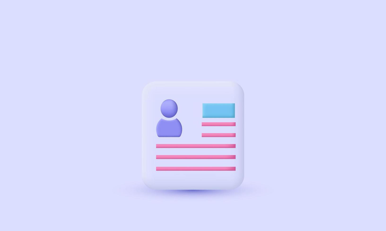 3d cv profile design icon isolated on vector