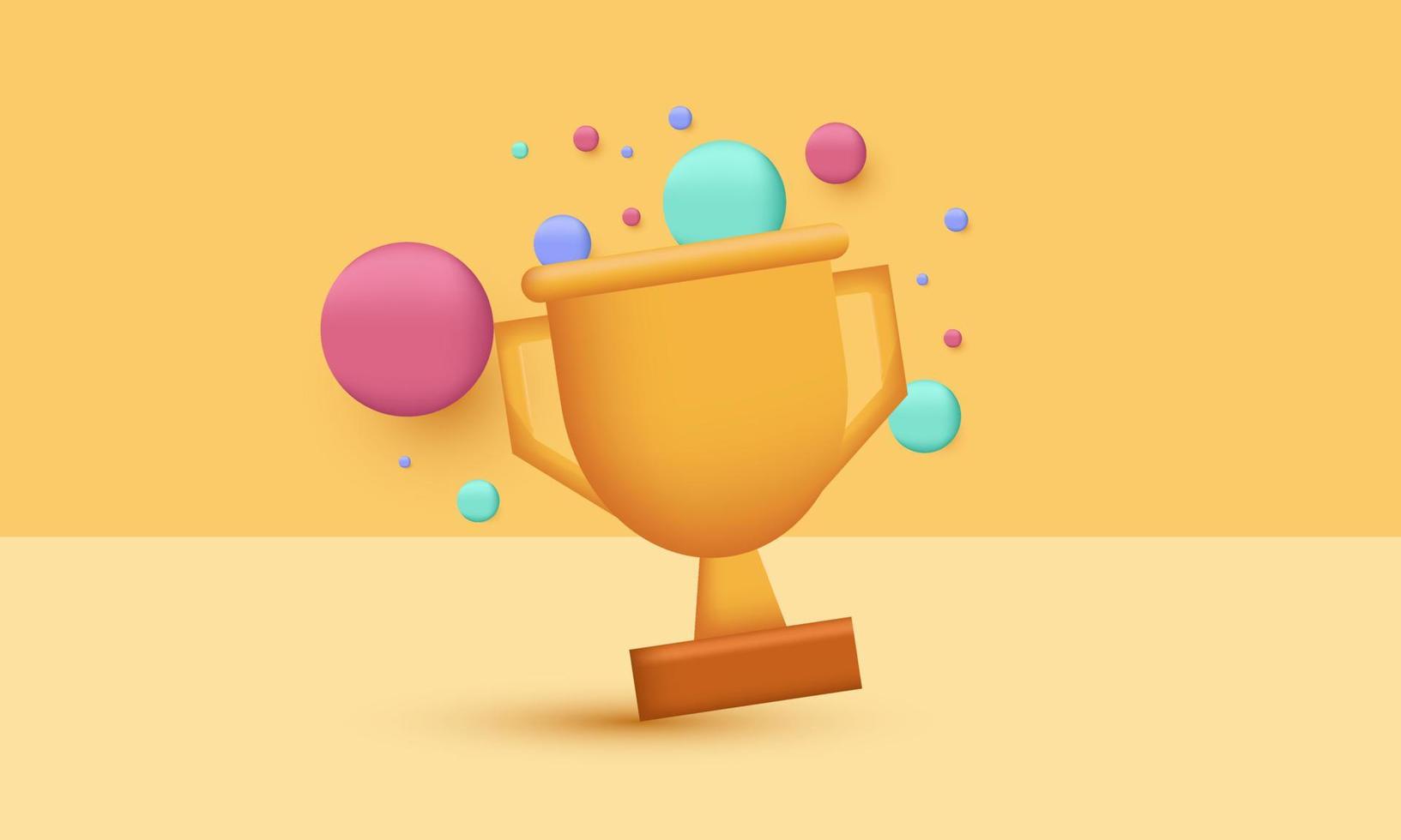 3d bubble prize winners golden cup gold isolated on vector