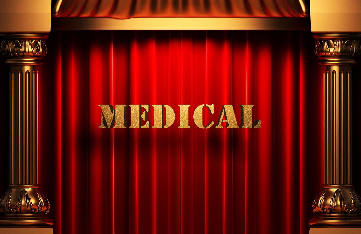 medical golden word on red curtain photo