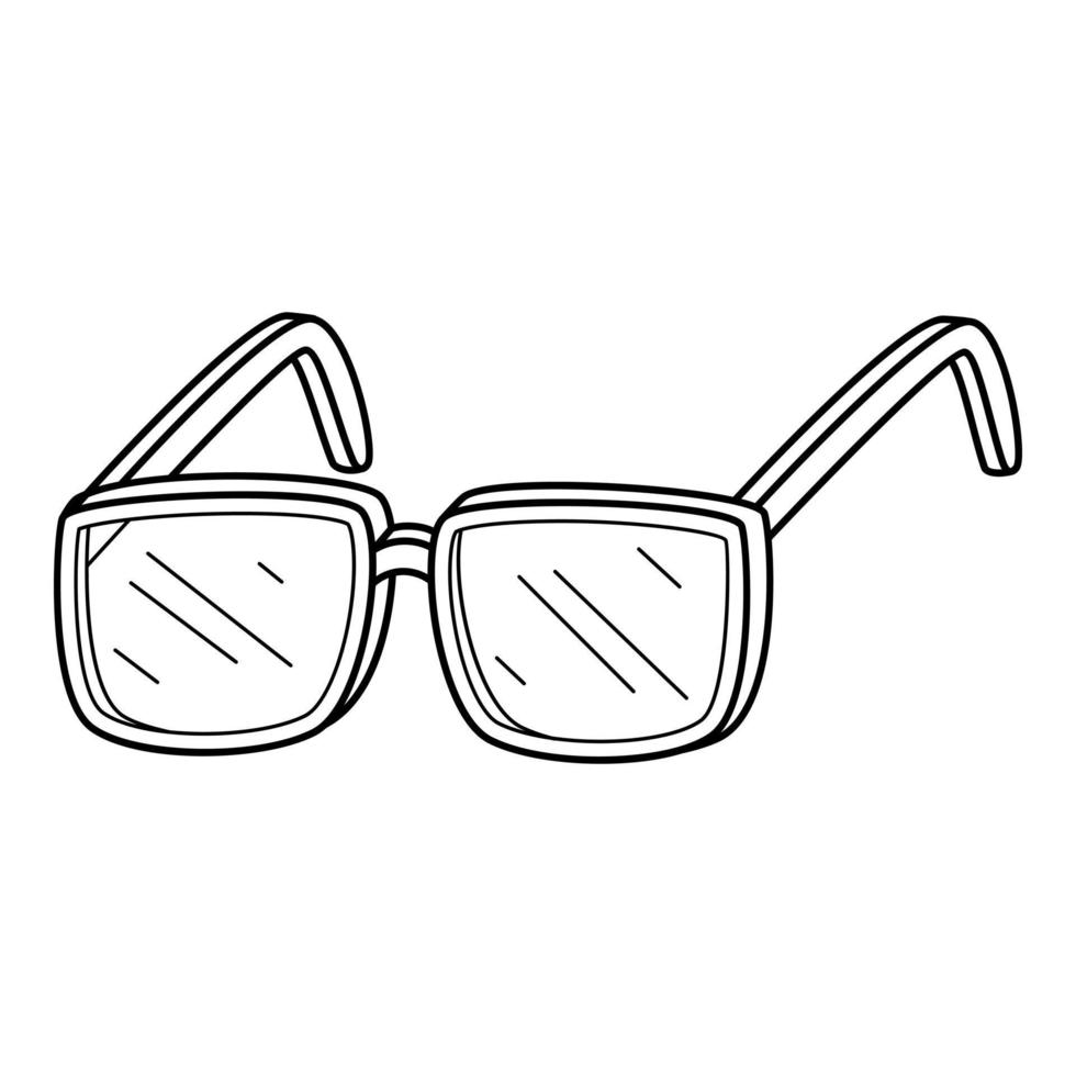 Optical glasses in . Doodle. Hand-drawn black and white vector illustration. The design elements are isolated on a white background.