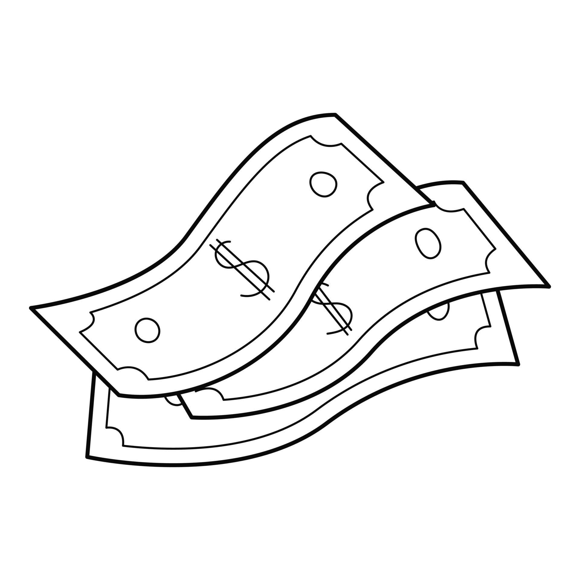 A stack of paper banknotes. A bundle of dollar bills. A symbol of money