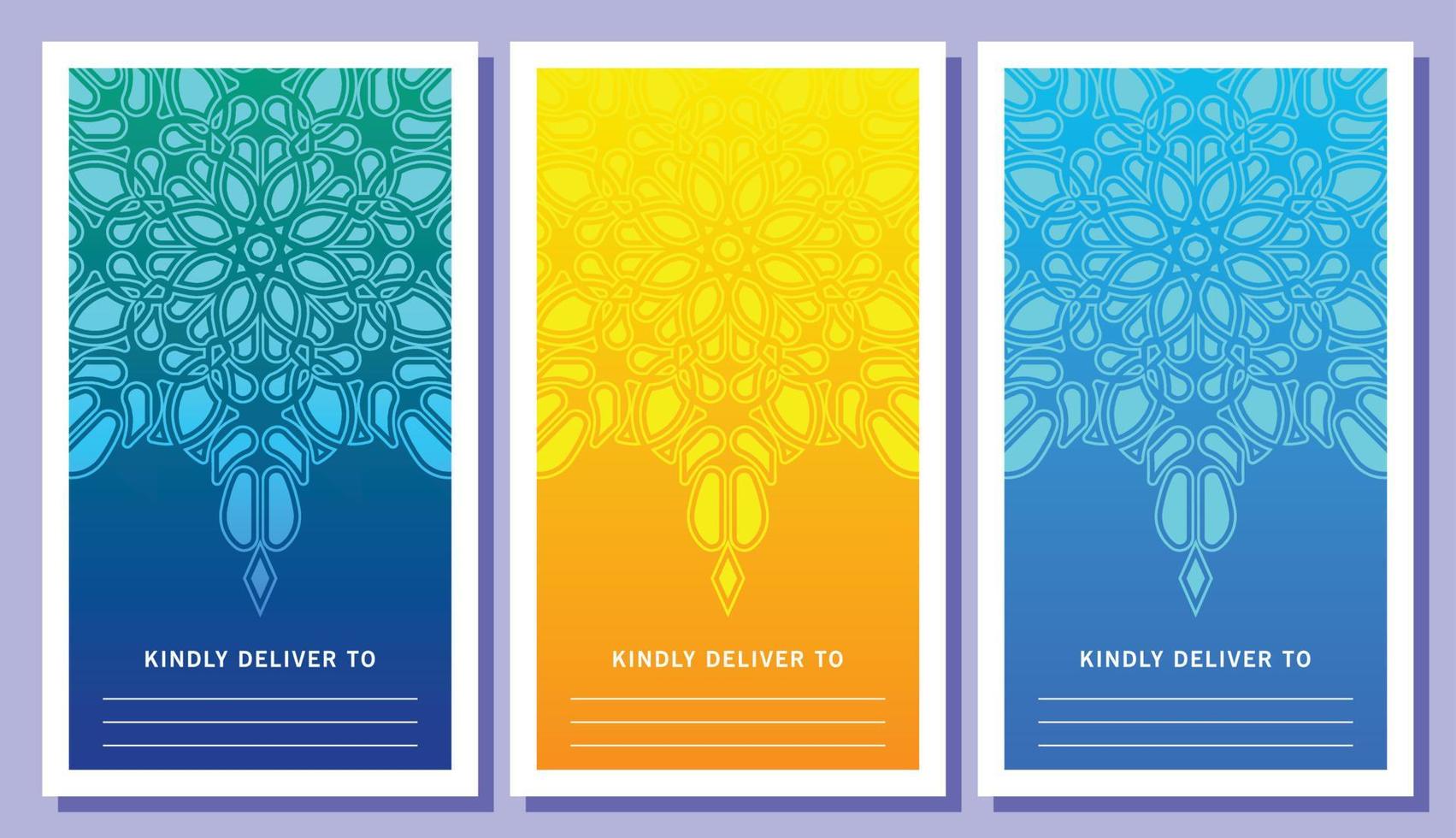 set colorful mandala invitation card vector