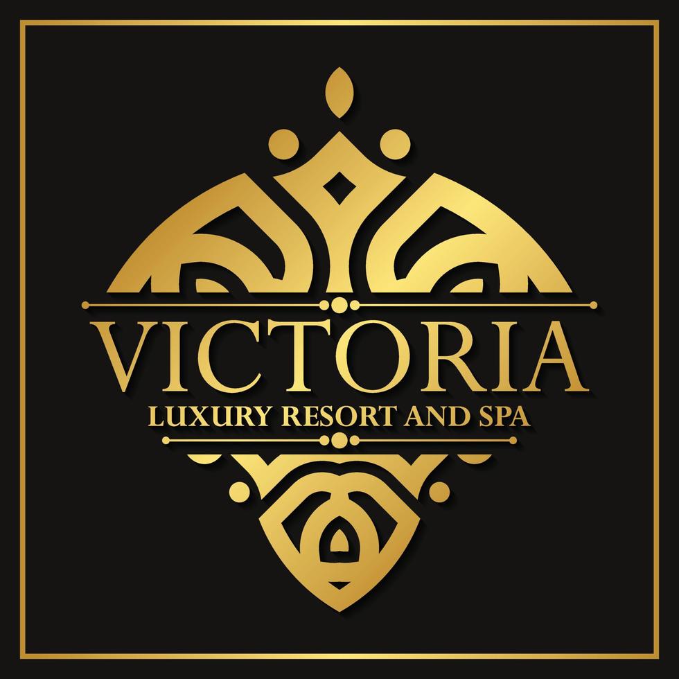 Luxury hotel label template. Trendy vintage royal ornament frames illustration vector