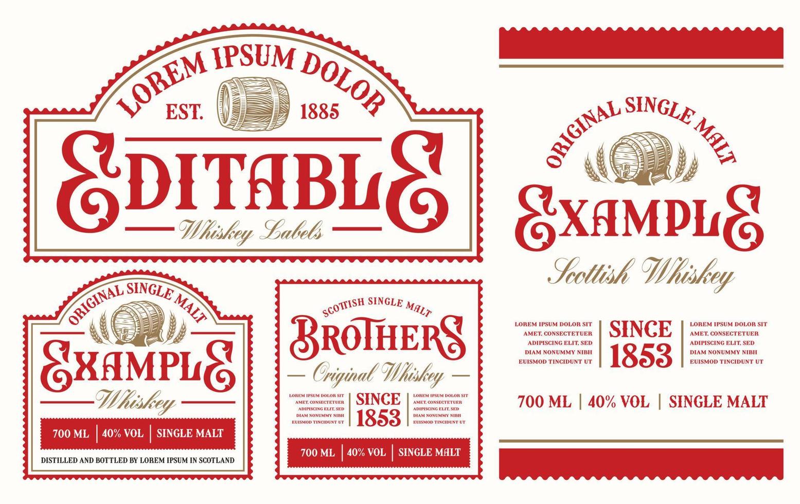 un conjunto de etiquetas de alcohol de vector vintage