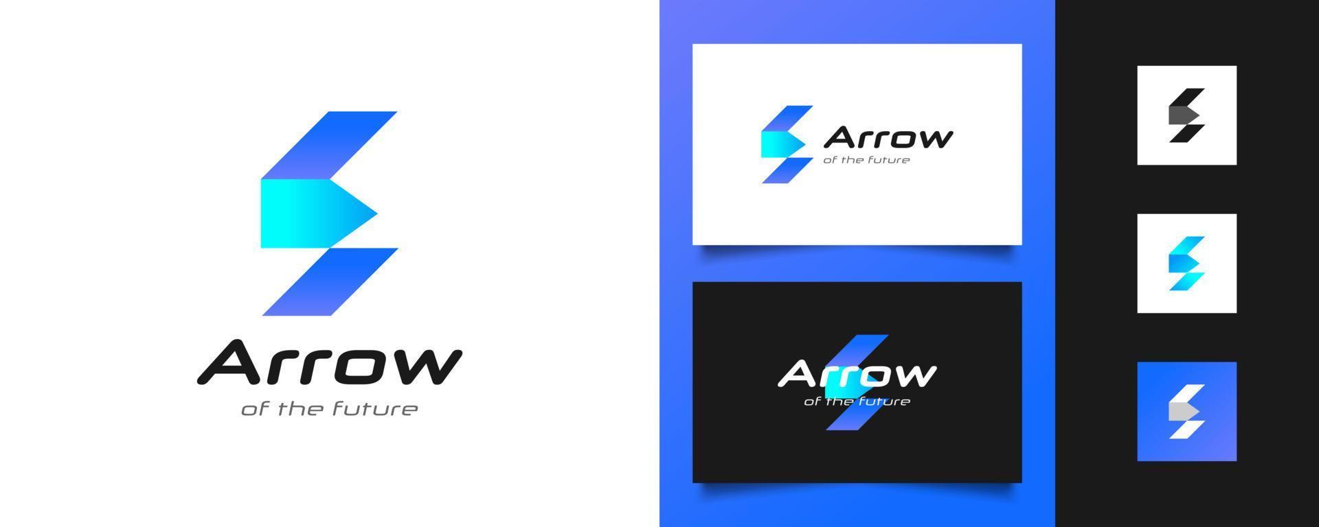 Modern Arrow Logo Design in Blue and Purple Gradient. Abstract Right Arrow Icon for Business or Technology Logo vector