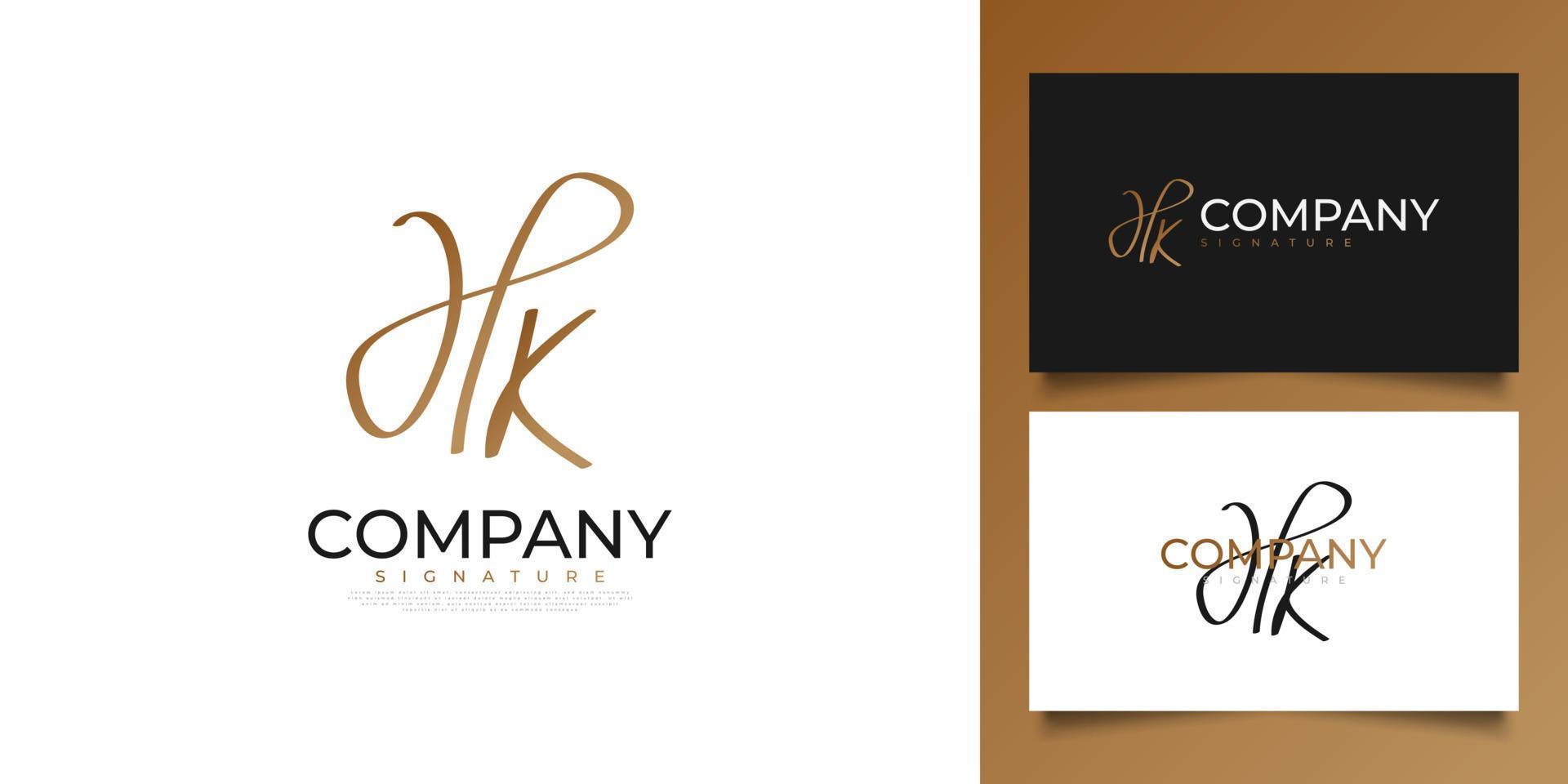 Initial H and K Logo Design with Handwriting Style. HK Initial Signature for Logo or Business Identity vector