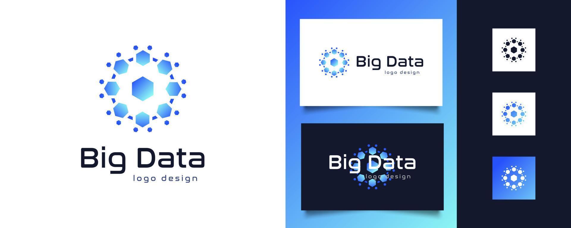 Blue Big Data Logo Design. Server or Data Center Symbol. Artificial Intelligence Logo or Icon for Business or Technology Logo Identity vector