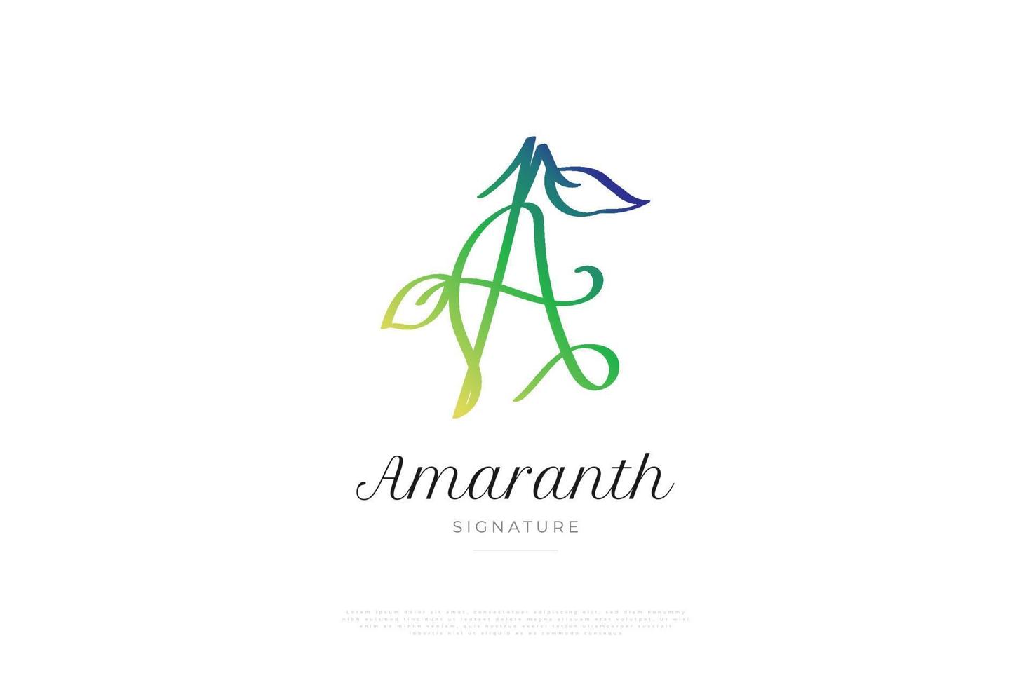 Initial Letter A Logo with Leaf and Nature Concept in Green Gradient. Letter A Signature Logo or Symbol for Business Brand Identity vector
