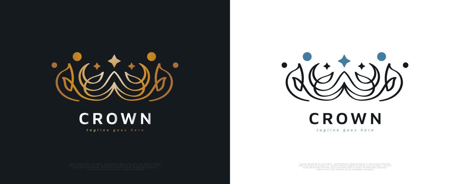 Luxury Golden Crown Logo Design. Royal King or Queen Crown Logo or Icon. Elegant Diadem Vector Illustration