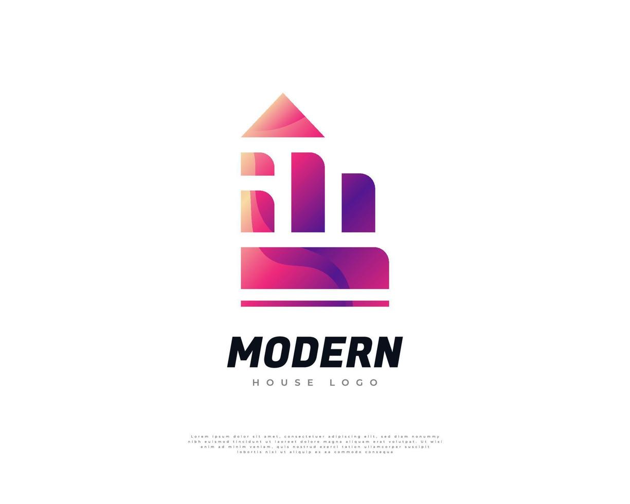 diseño de logotipo de casa moderna y colorida para la identidad de la industria inmobiliaria. diseño de logotipo de construcción, arquitectura o construcción vector