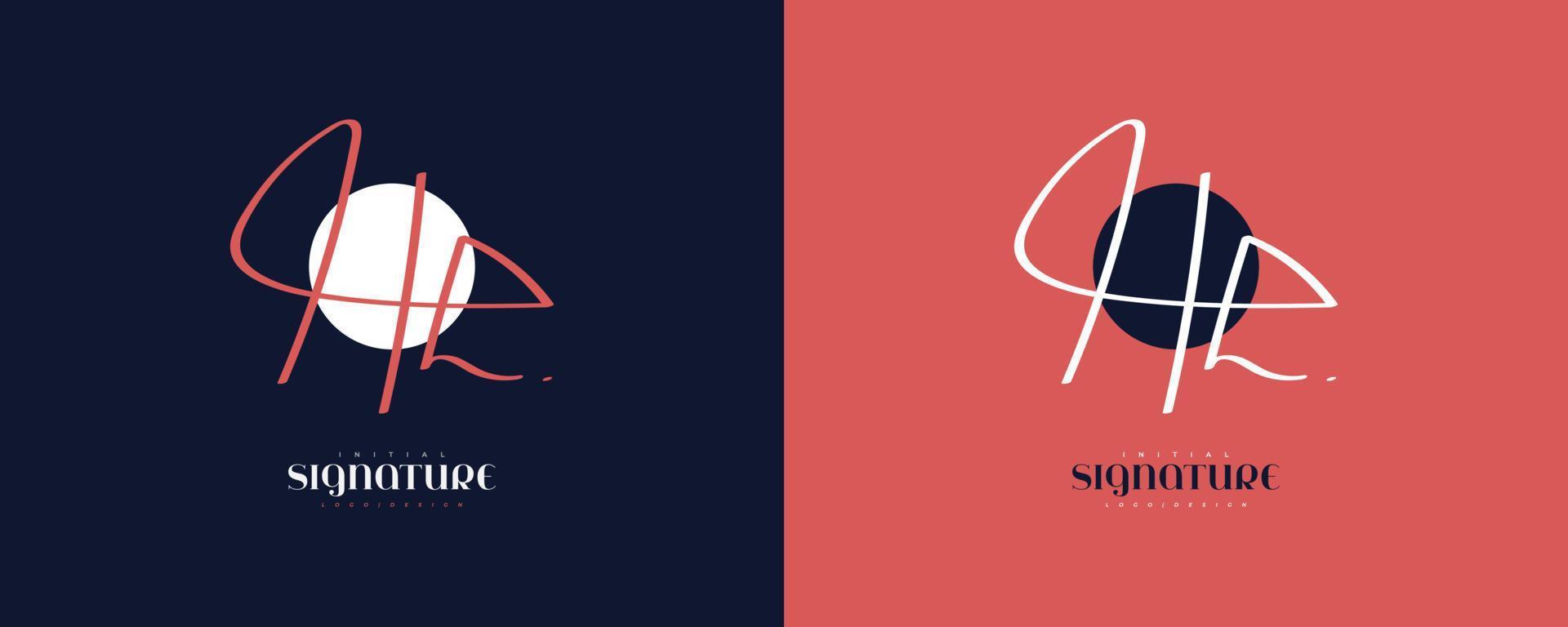 Minimal H and H Logo Design with Handwriting Style. HH Signature Logo or Symbol vector