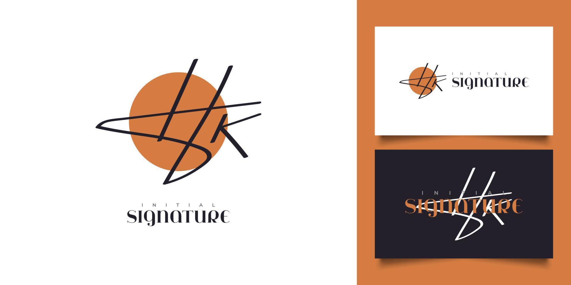 diseño inicial del logotipo h y k con estilo de escritura a mano. hk firma inicial para logotipo o identidad comercial vector