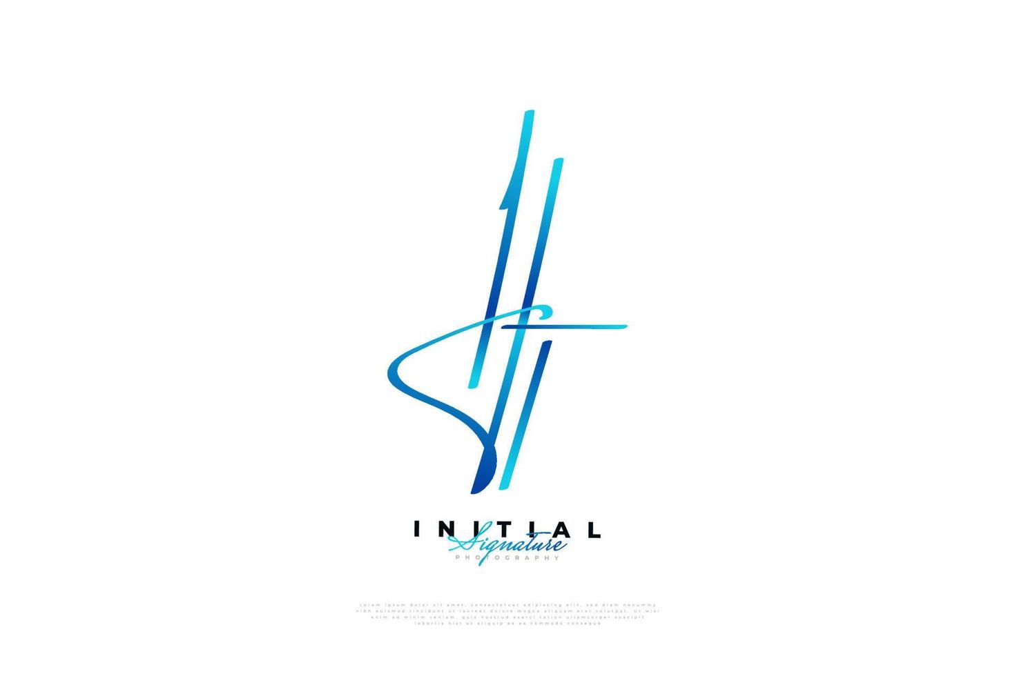 Initial H and T Logo Design in Blue Minimalist Handwriting Style. HT Signature Logo or Symbol for Wedding, Fashion, Jewelry, Boutique, and Business Brand Identity vector