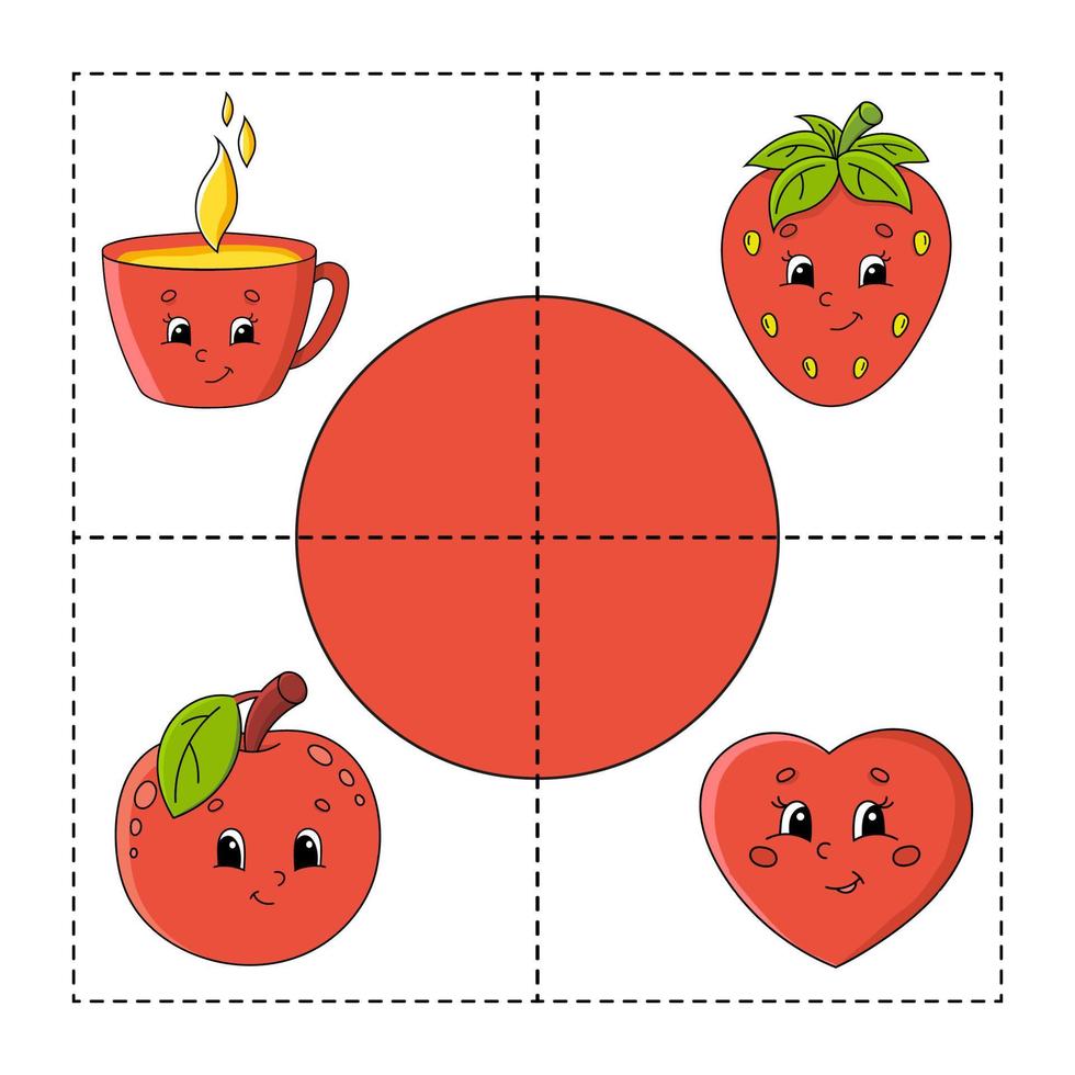 Cut and play. Paper game with glue. Flash cards. Education worksheet. Activity page. Funny character. Isolated vector illustration. cartoon style.