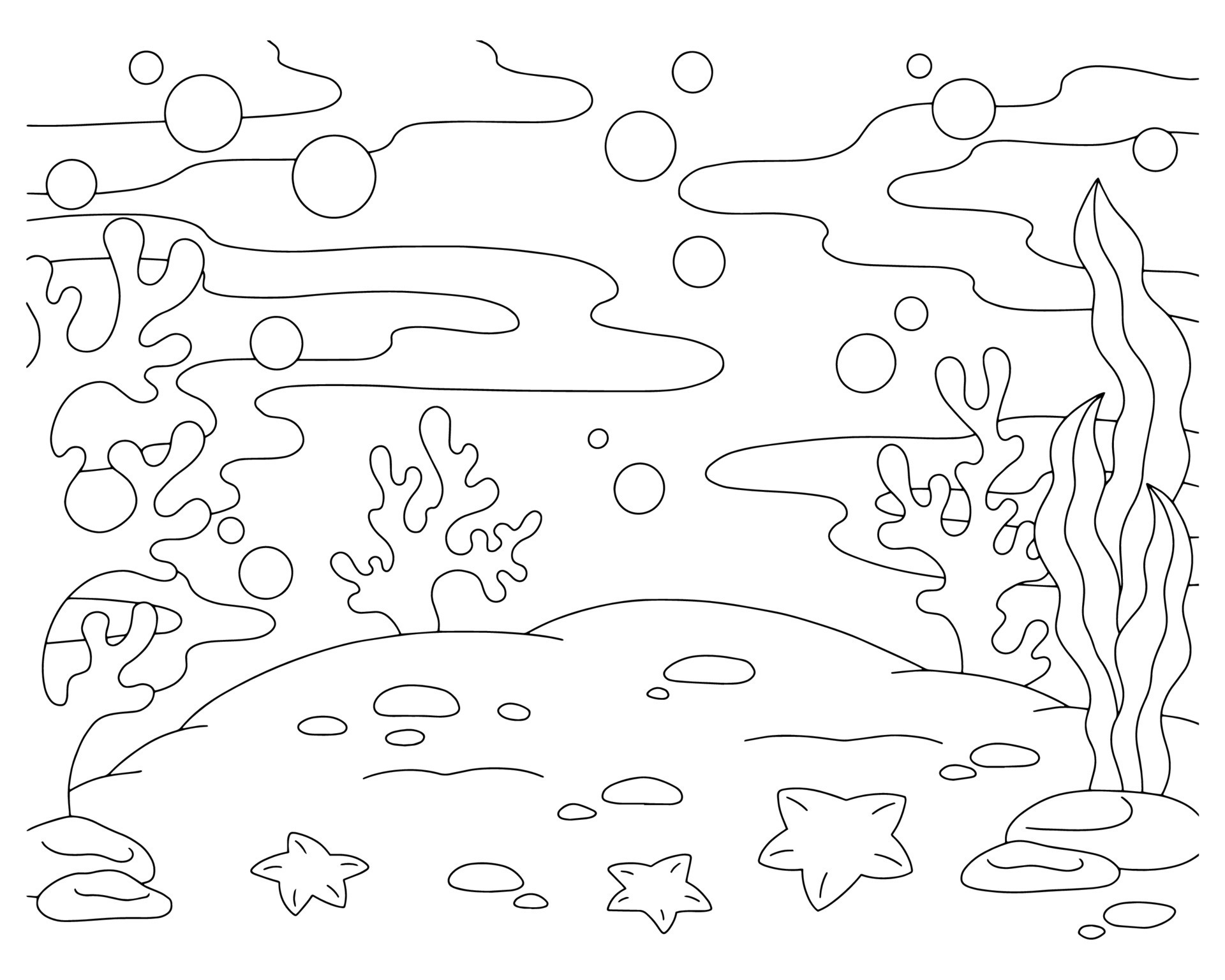 Wonderful natural landscape. Coloring book page for kids. Cartoon style