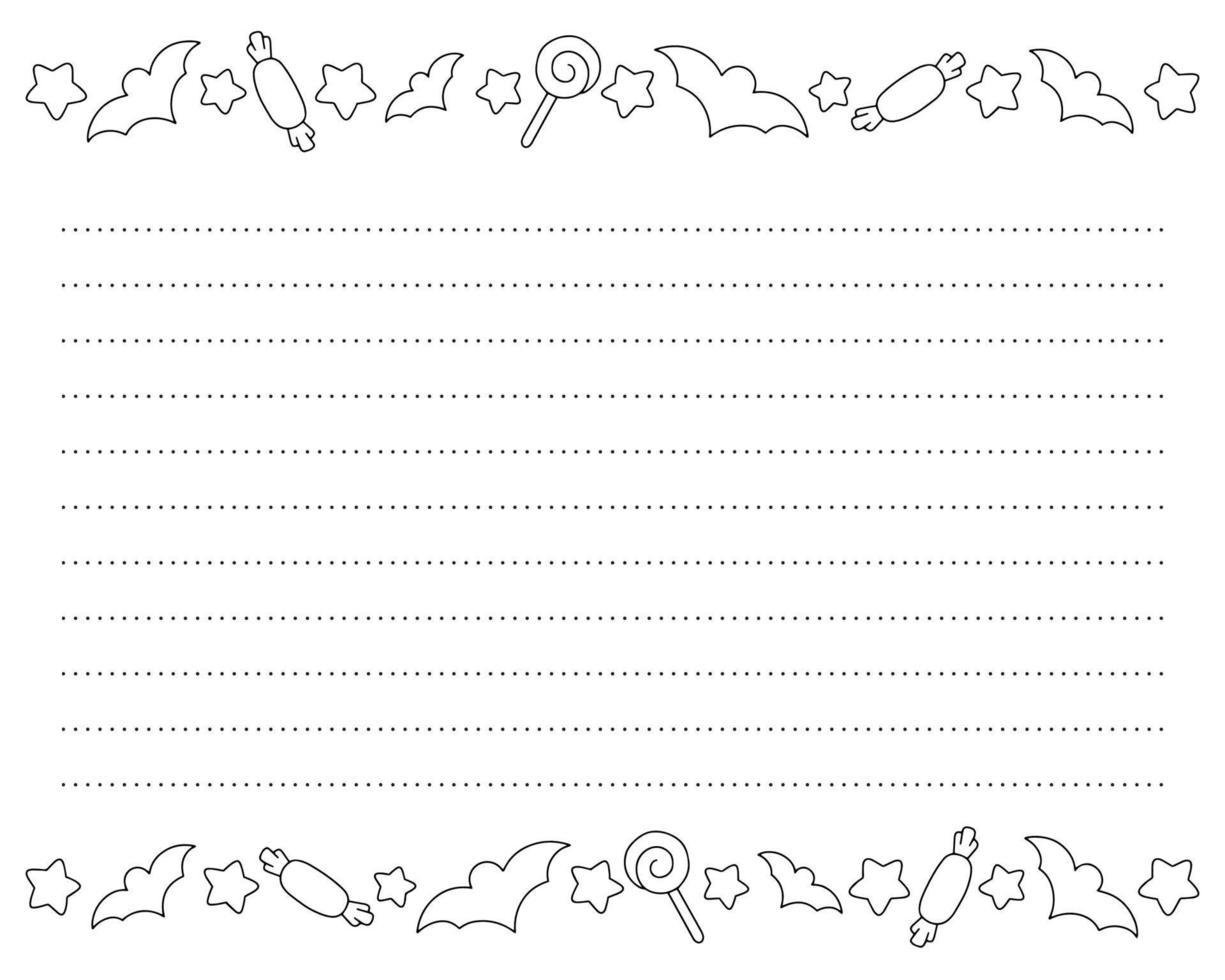 Lined sheet template. Handwriting paper. For diary, planner, checklist, wish list. Holiday letter. Vector illustration isolated on white background.