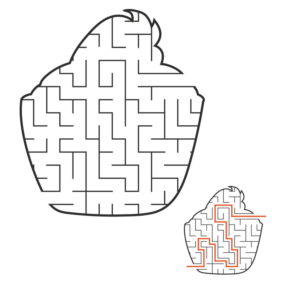 Abstract maze. Game for kids. Puzzle for children. Labyrinth conundrum. Find the right path. Education worksheet. With answer. vector