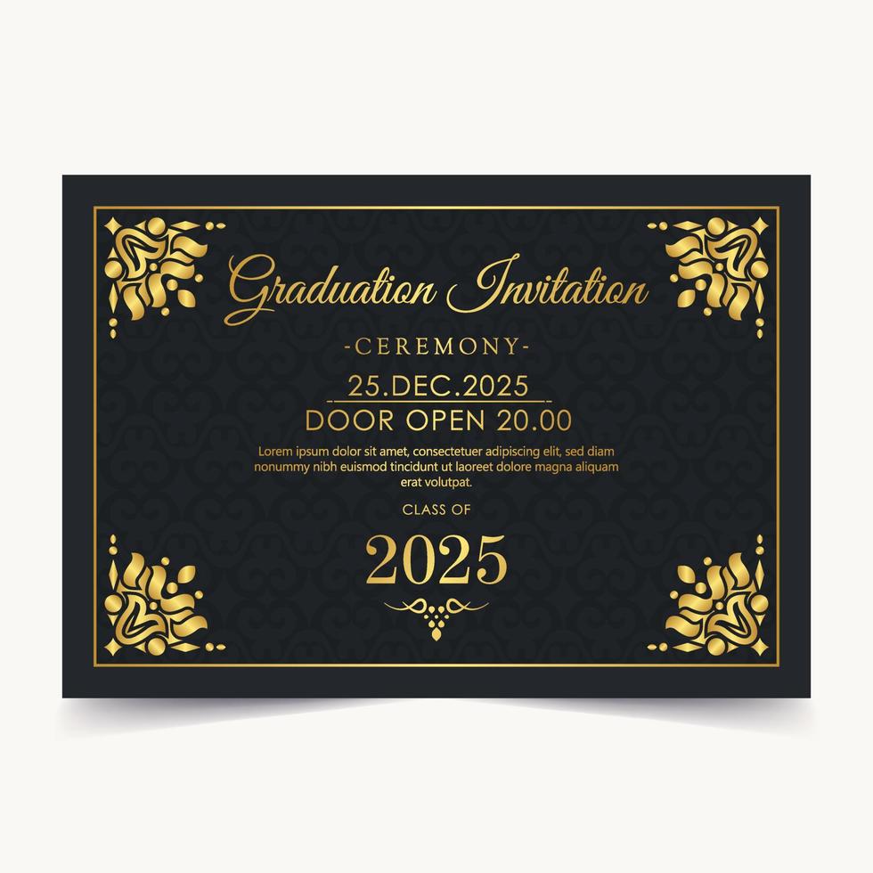 elegante plantilla de invitación de graduación oscura vector