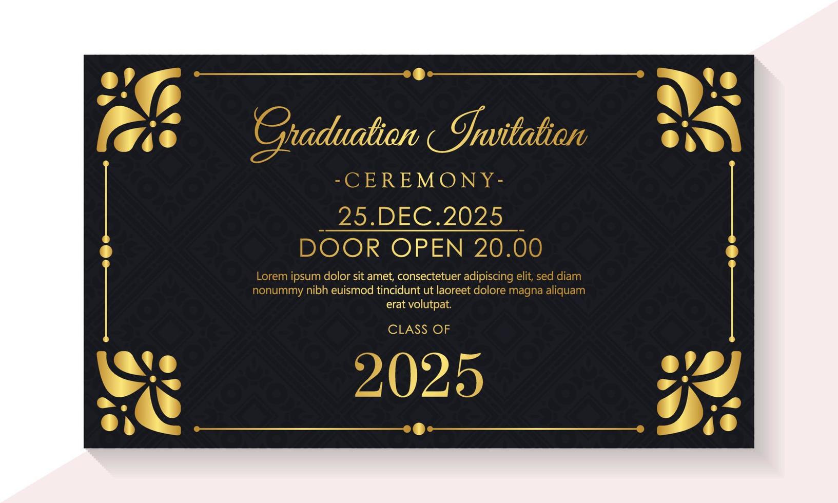 Elegant dark graduation invitation template vector