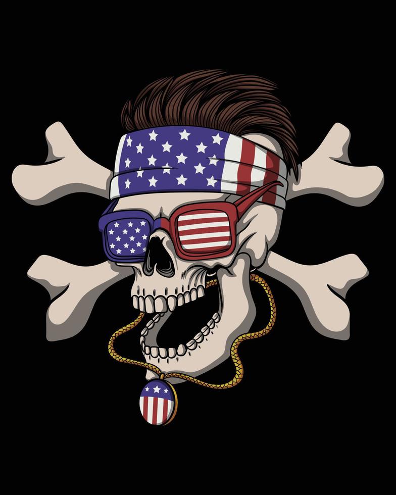 Skull crossbone america vector illustration