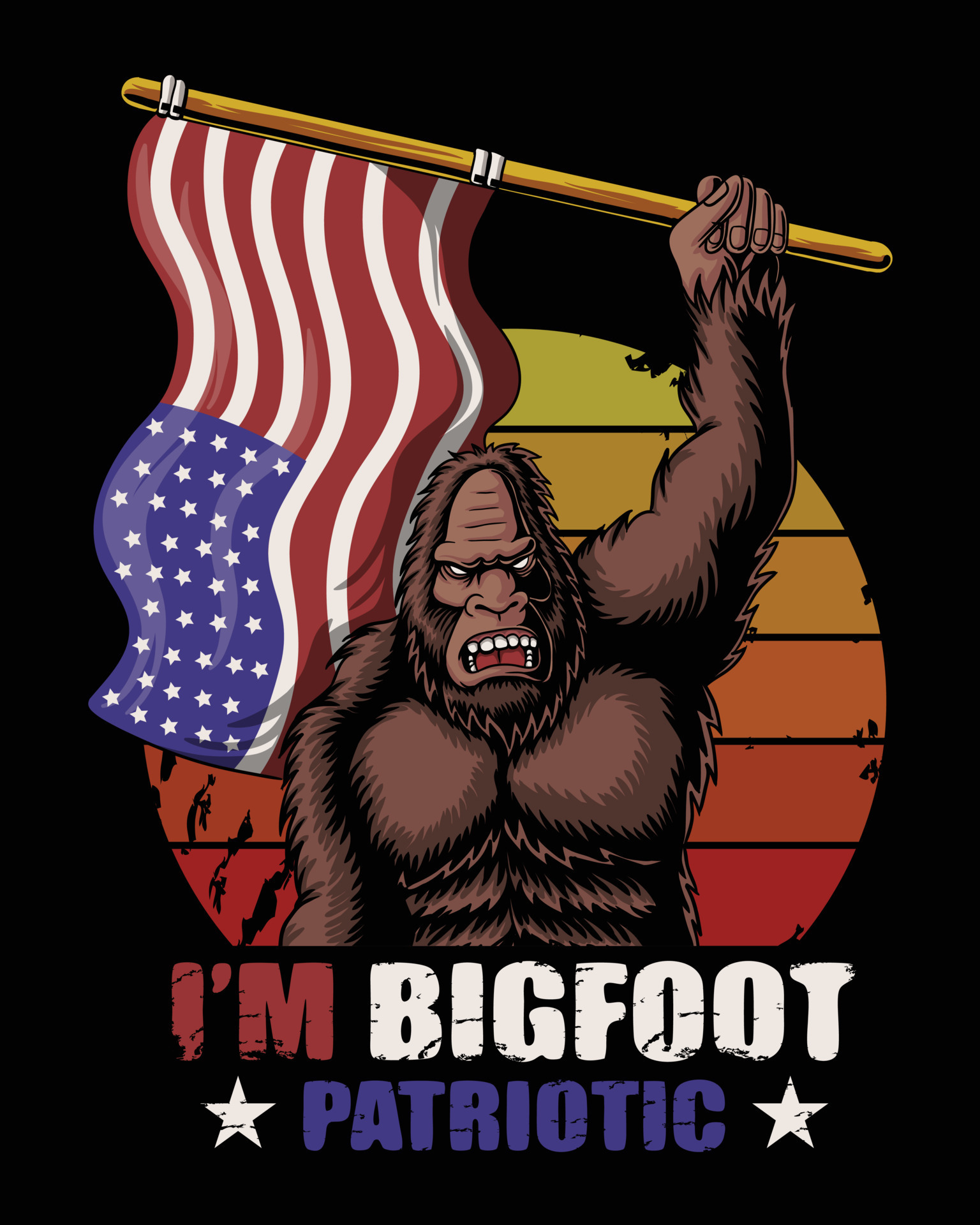 Bigfoot patriotic america flag vector illustration 7509549 Vector Art