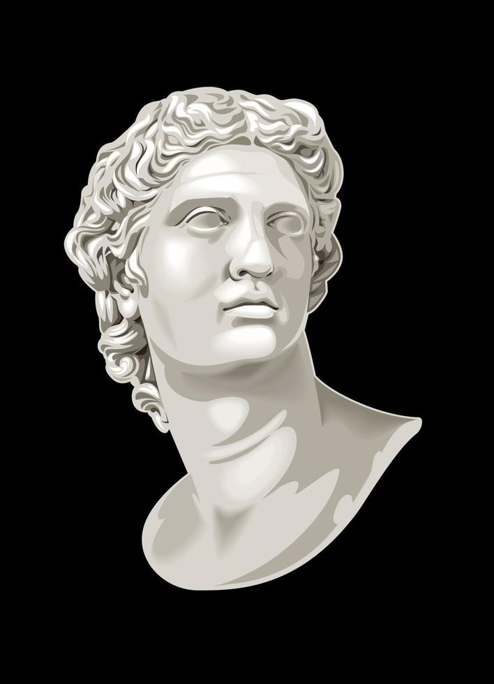 busto antiguo aislado en negro vector