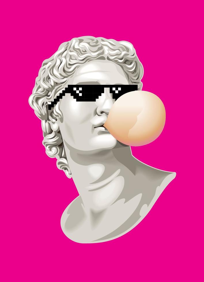 Antique Bust with Bubble Gum vector