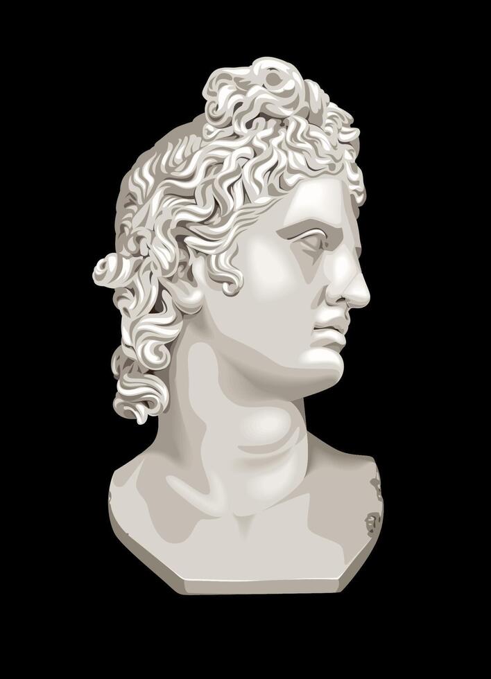 Antique Bust Isolated on Black vector