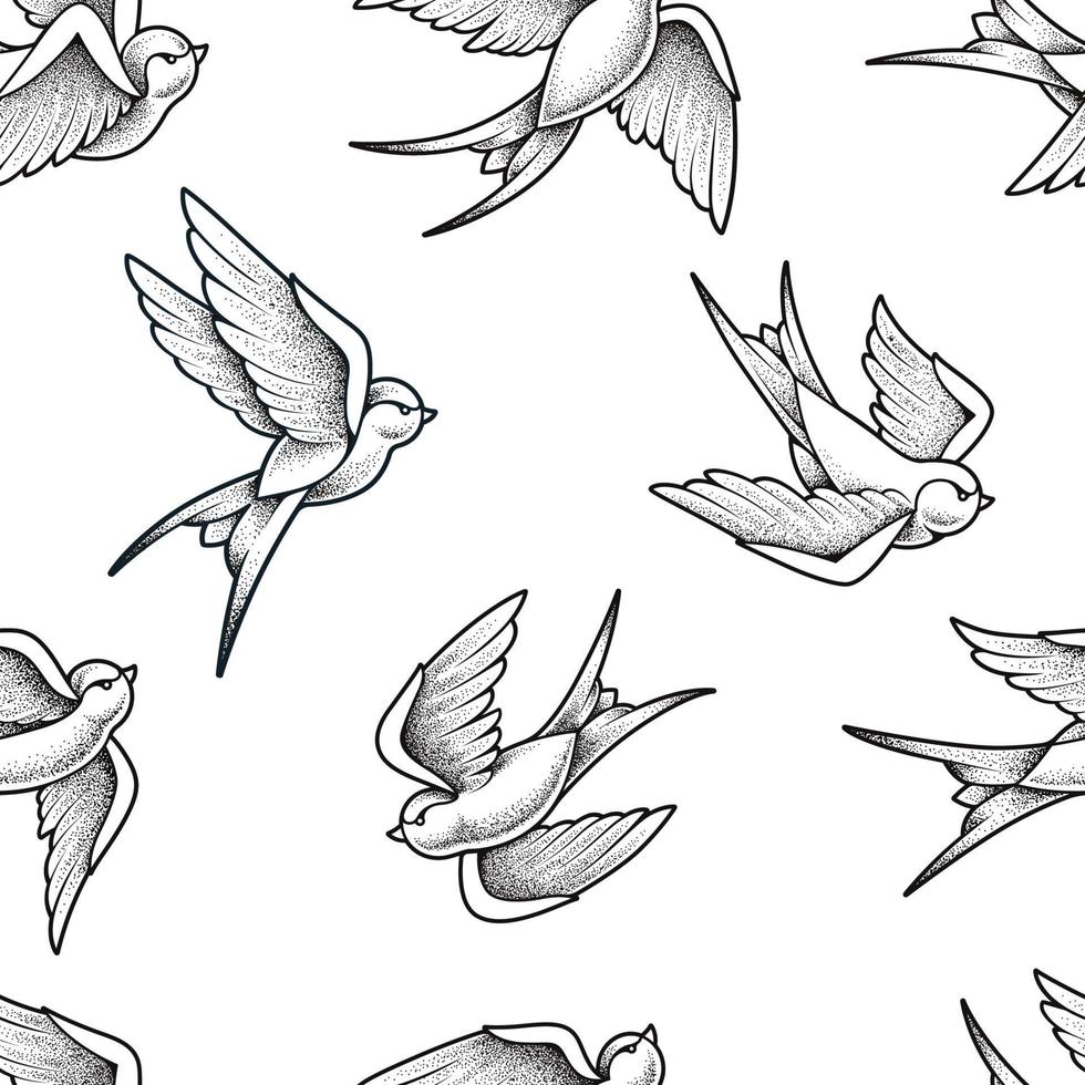 Swallow Birds Seamless Pattern vector