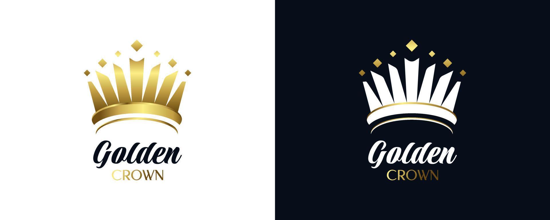 Luxury Golden Crown Logo Design. Royal King or Queen Crown Logo or Icon. Elegant Diadem Vector Illustration