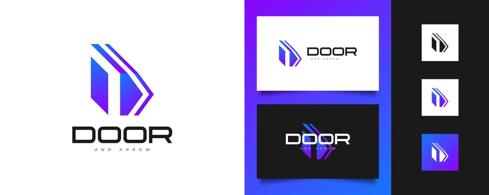 Arrow Logo with Initial D Shaped Door. Modern Right Arrow Logo or Icon with Initial Letter D for Business or Technology Logo vector