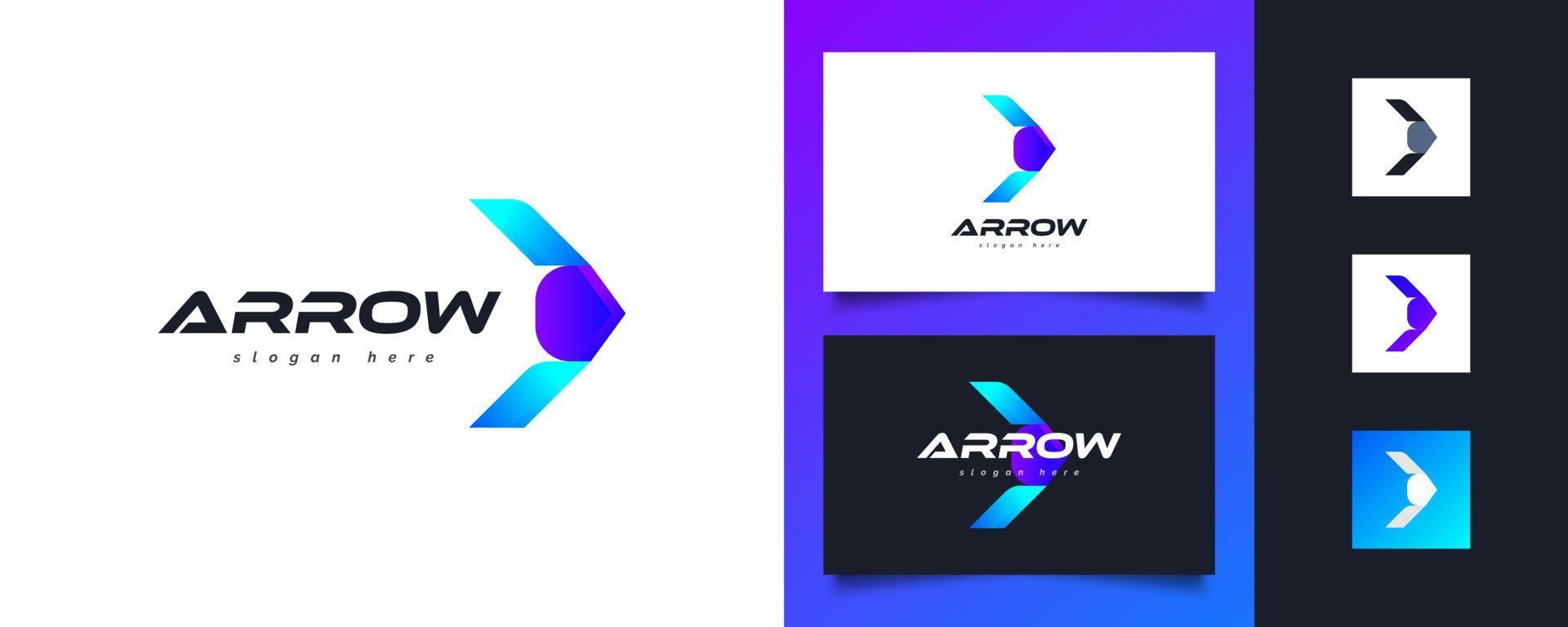Modern Arrow Logo Design in Blue and Purple Gradient. Abstract Right Arrow Icon for Business or Technology Logo vector