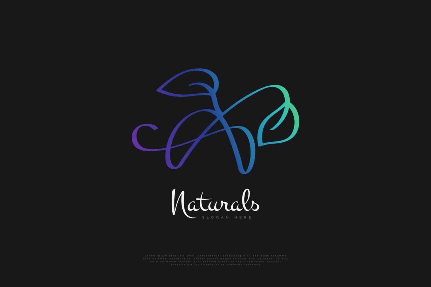 Initial Letter A Logo Design with Plants and Nature Concept in Colorful Gradient. Letter A Signature Logo with Handwriting Style for Business Brand Identity vector
