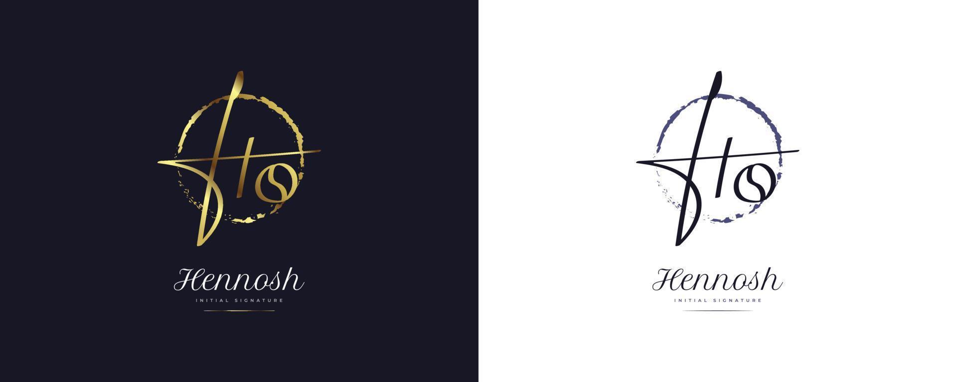 diseño inicial del logotipo h y o en un elegante estilo de escritura dorada. logotipo o símbolo de la firma ho para bodas, moda, joyería, boutique e identidad comercial vector