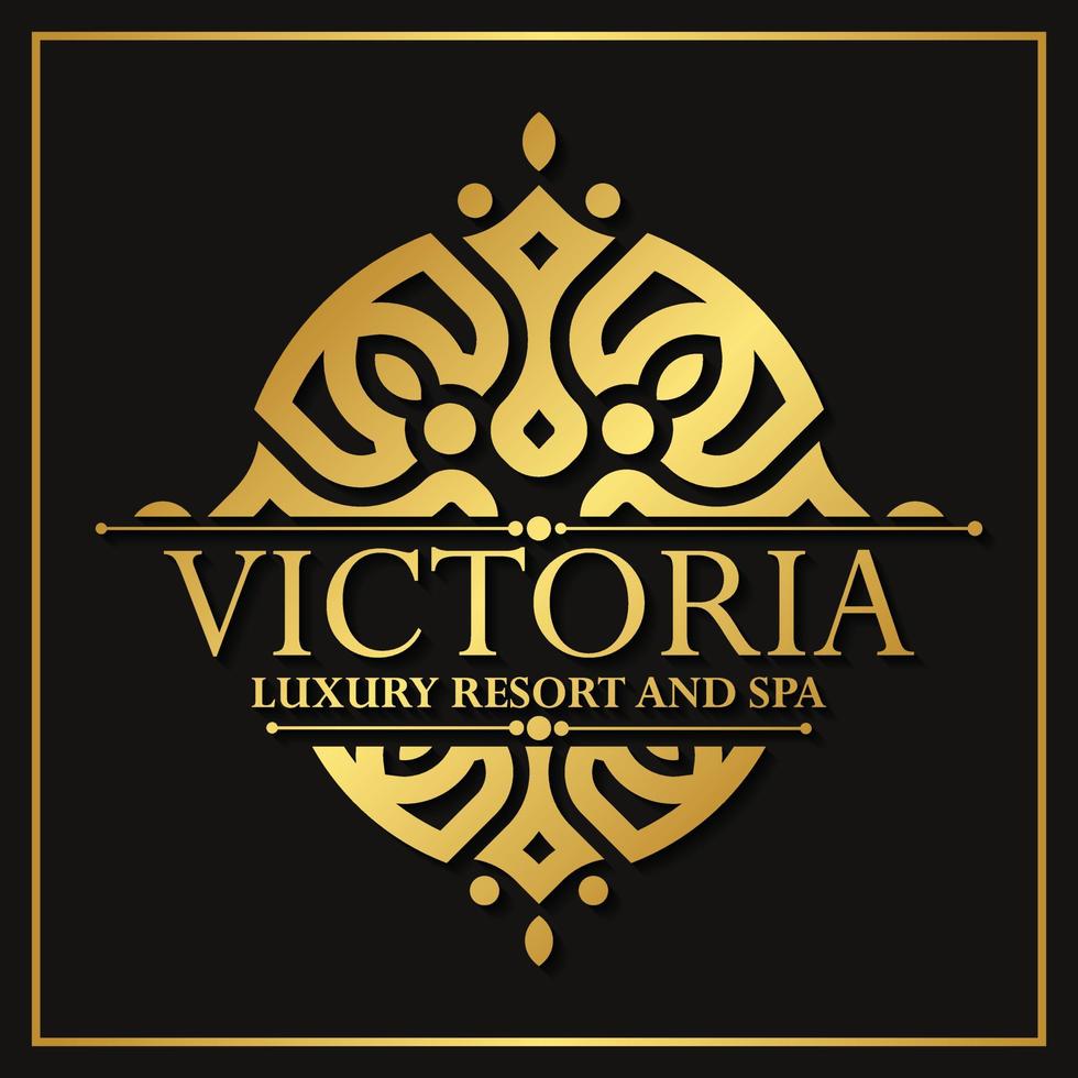 Luxury hotel label template. Trendy vintage royal ornament frames illustration vector