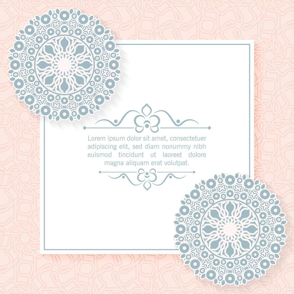 soft mandala pattern text frame vector