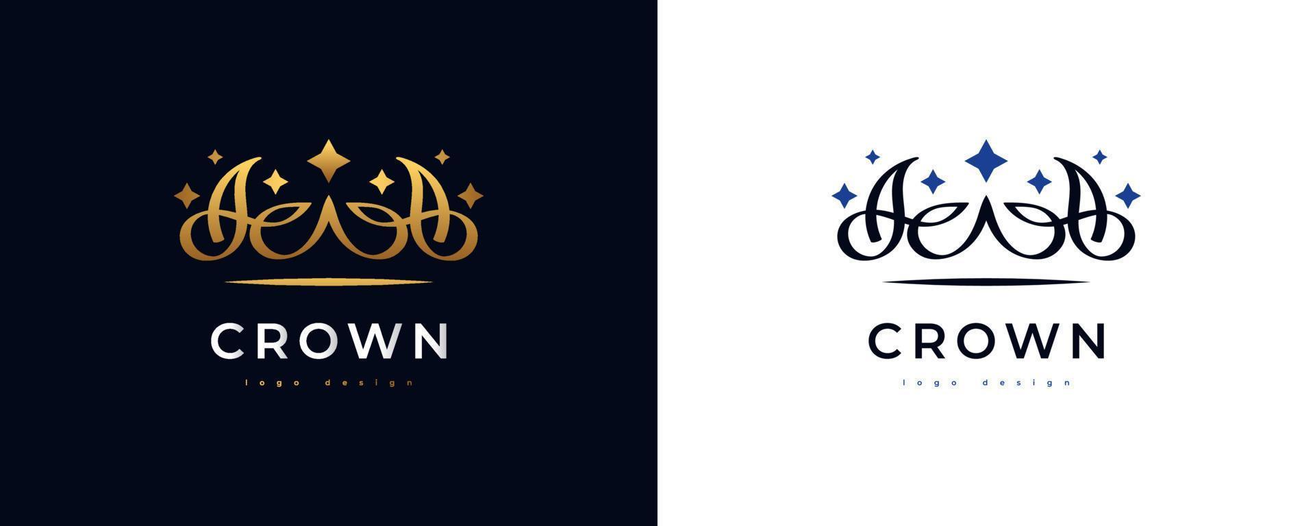 Luxury Golden Crown Logo Design. Royal King or Queen Crown Logo or Icon. Elegant Diadem Vector Illustration