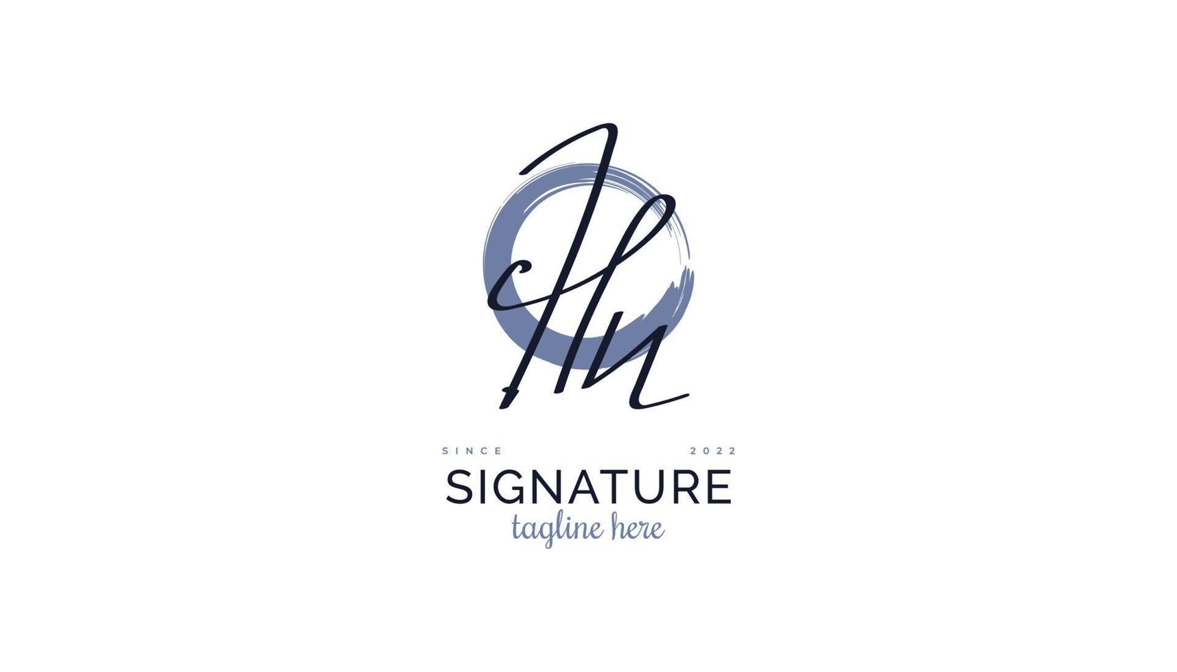 Initial H and N Logo Design with Elegant and Minimalist Handwriting Style. HN Signature Logo or Symbol for Wedding, Fashion, Jewelry, Boutique, and Business Identity vector