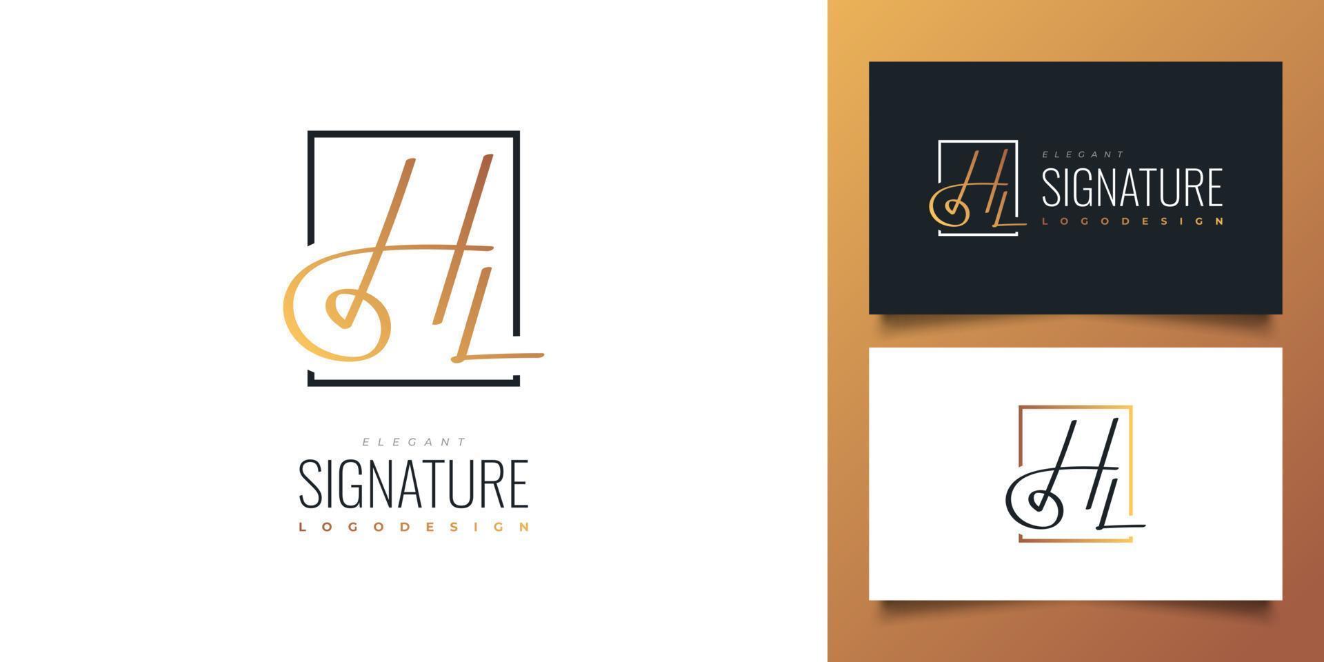 Initial H and L Logo Design in Minimalist Handwriting Style. HL Initial Signature for Logo or Business Identity vector