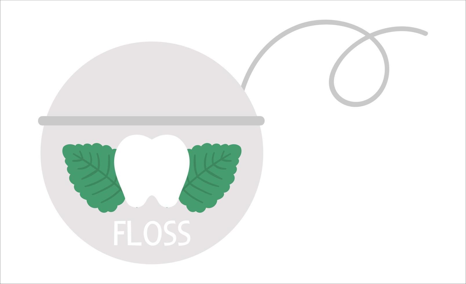 Dental floss icon isolated on white background. Vector tooth care tool. Element for cleaning teeth. Dentistry equipment illustration.