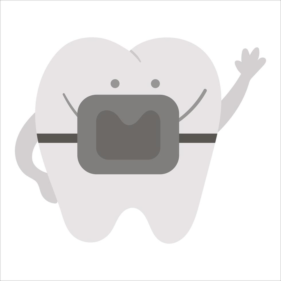 lindo diente kawaii con llaves. icono de dientes vectoriales para el diseño de los niños. imagen divertida de cuidado dental para niños. dentista bebé clínica clipart con concepto de higiene bucal sobre fondo blanco. vector