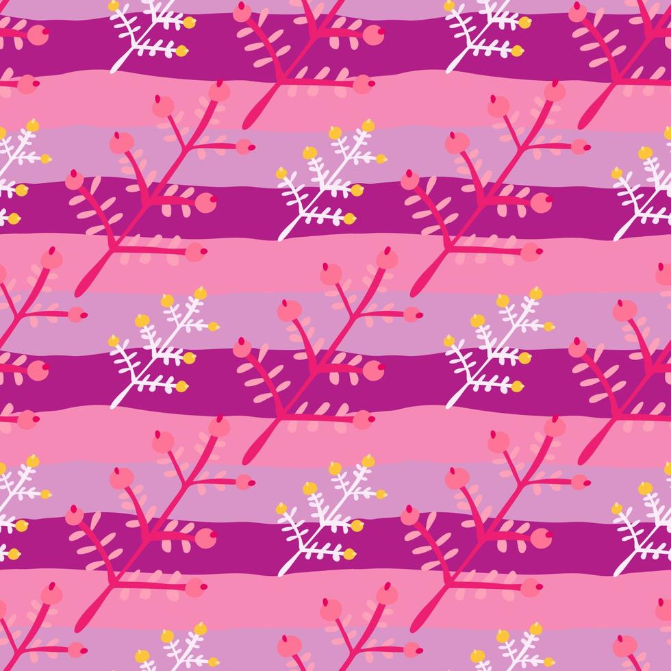 Hand drawn a sprig with berries seamless pattern. Branch with leaves and berry wallpaper. vector
