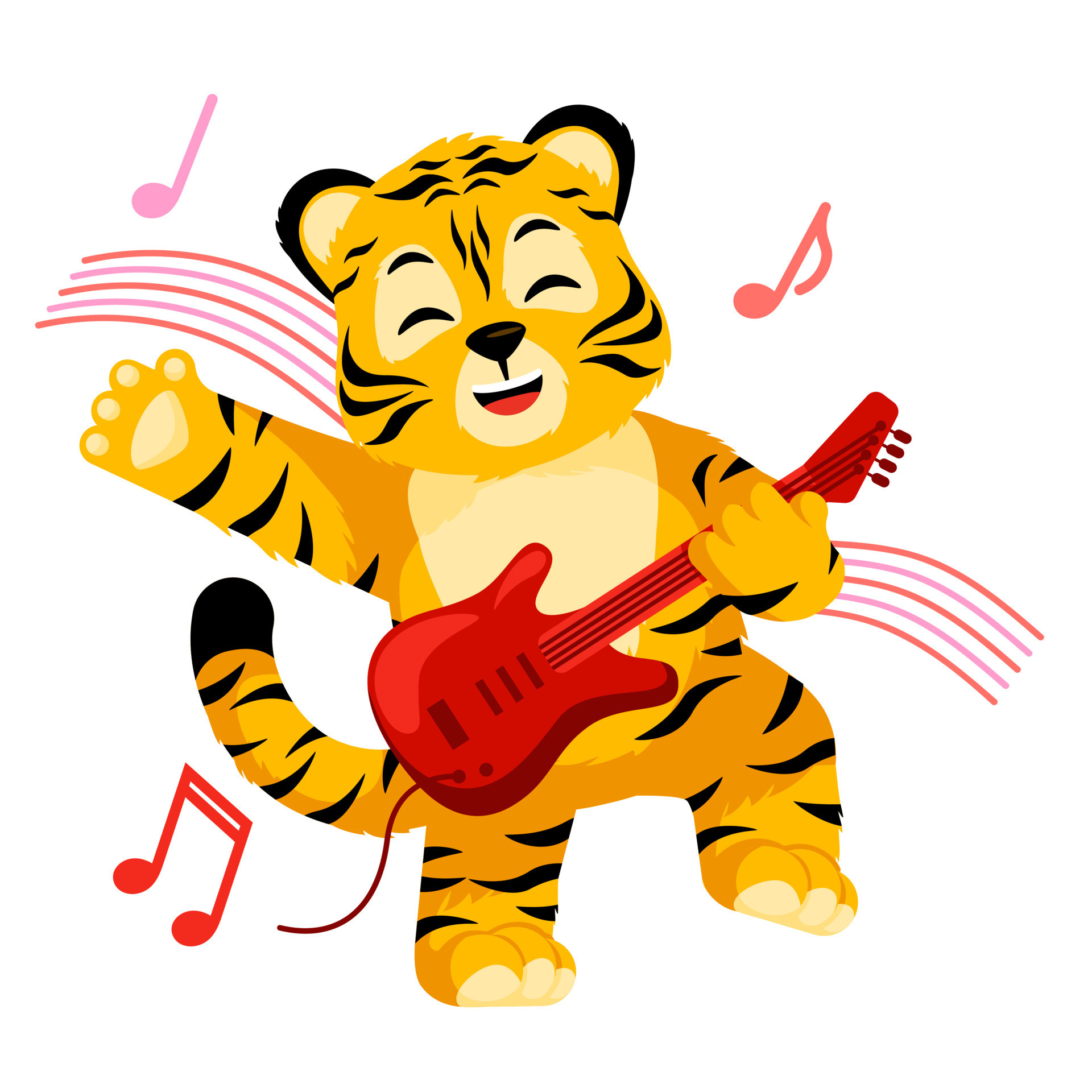 Little Tiger playing on electric guitar isolated. Cute character cartoon  striped tiger musican. 7510193 Vector Art at Vecteezy