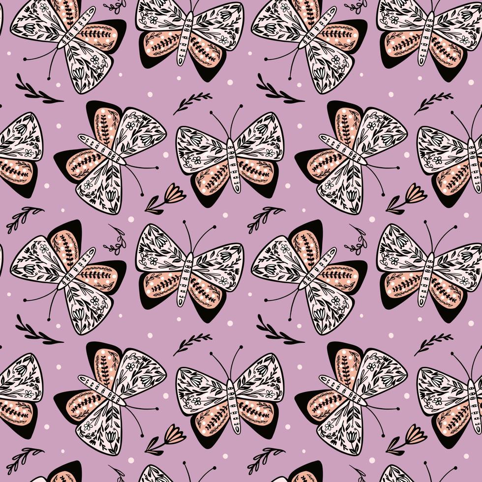 mariposas de patrones sin fisuras en estilo popular. Fondo de pantalla sin fin de mariposas y flores dibujadas a mano. lindo estampado de insectos voladores. motivo de folclore animal. 7510197 Vector en mariposas de patrones sin fisuras en estilo popular. Fondo de pantalla sin fin de mariposas y flores dibujadas a mano. lindo estampado de insectos voladores. motivo de folclore animal. 7510197 Vector en