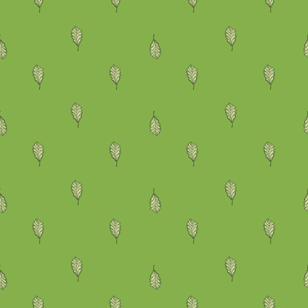 Leaves oak engraved seamless pattern. Vintage background botanical with forest foliage in hand drawn style. vector