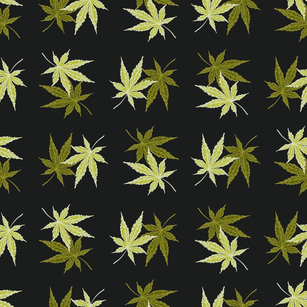 Leaves cannabis engraved seamless pattern. Retro background botanical with leaf marijuana in hand drawn style. vector